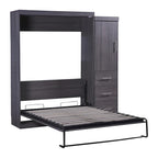 Gray Foldable Murphy Bed with Wardrobe & 3 Drawers, Full/Twin, 1-Person