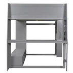 Letto a soppalco da gaming Whisen Wood, formato singolo, con scrivania, mensole multi-storage, LED e un appendiabiti