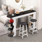 Tables de bar étagères asymétriques modernes en bois noir et blanc