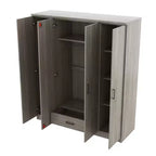 Wood 4-Door Wardrobe Armoire with Hanging Rod, 1-Drawer and Storage Shelves