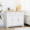White Kitchen Sideboard Cabinet with 3 Drawers and Adjustable Shelf