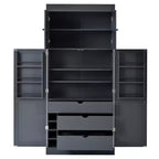 77H Freestanding Kitchen Pantry, Farmhouse Storage Cabinet with Adjustable Shelves, Door Shelves, Drawers & Wine Racks - ModernLuxe