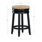 Tabouret de comptoir pivotant sans dossier Maya avec assise en jonc de mer