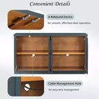 4-Door Large Storage Buffet Cabinet with Glass Doors, Arched Cabinet with Adjustable Shelves for Kitchen