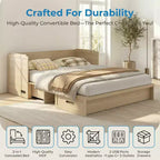 Mjkone Queen Size Convertible Murphy Cabinet Bed with USB Charging, Storage Drawers,No Mattress Included