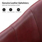 Pocono Transitional Genuine Leather Swivel Barrel Chair With Solid Wood Base Set of 2Artful Living Design