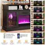 TV Stand with Electric Fireplace LED Lights Remote Controls