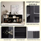 59 Modern Spiral Sideboard Buffet Cabinet, Low Profile Art Entryway Storage Cabinet with 3D Ripple Texture Doors