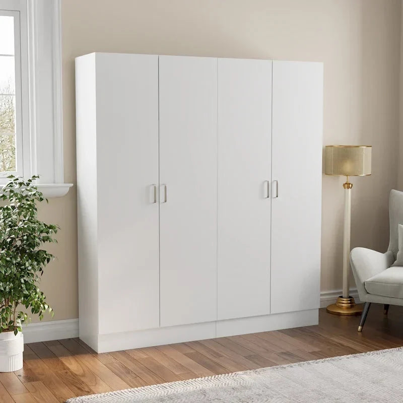 2-Door Wardrobe Armoires Freestanding Bedroom Armoire with Hanging Rod