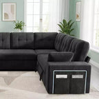 Dyonery 112 Modular Sectional Sleeper Sofa with Pull Out Bed,U-Shaped Sectional Couch with Storage,Extra Wide & Deep Seat Couches for Living Room
