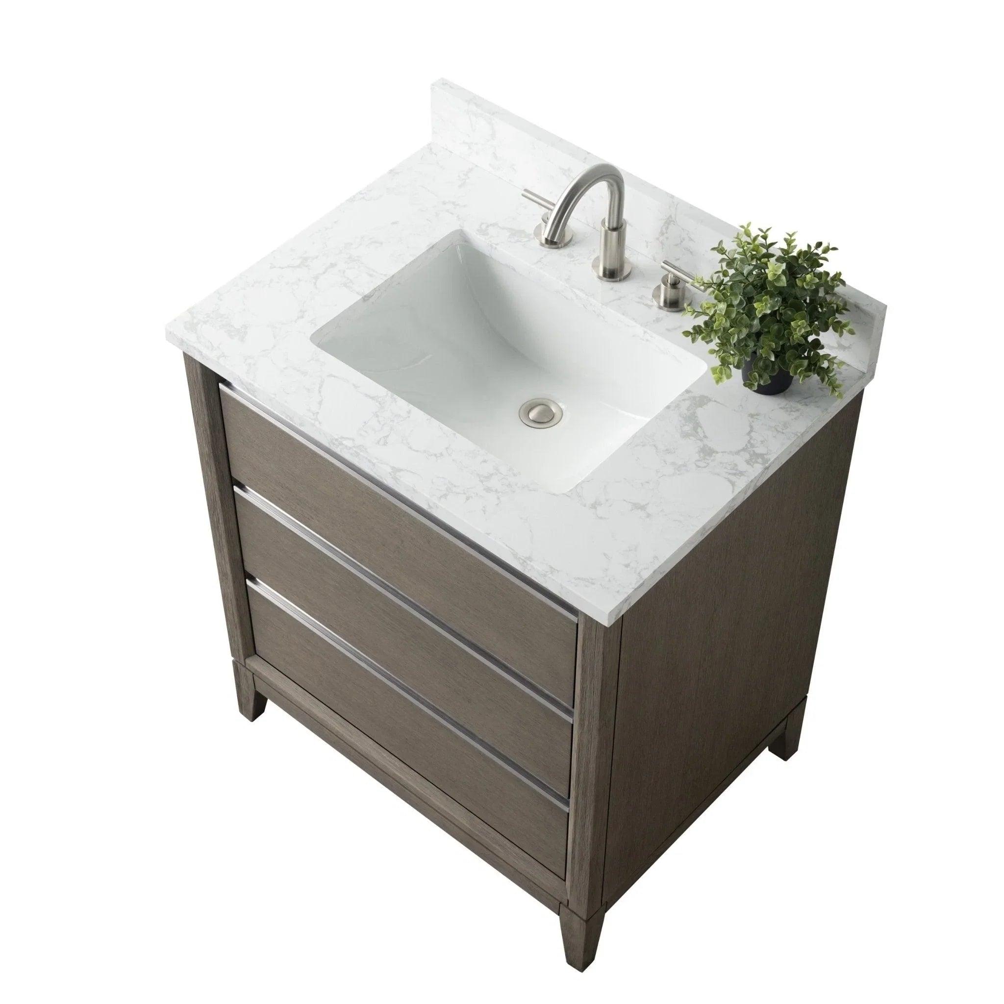Vanity Art Bathroom Vanity with Ceramic Sink and Engineered Marble Top