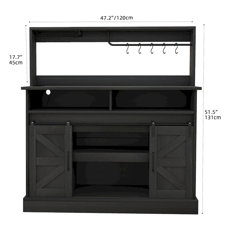 Moasis Farmhouse Coffee Bar Cabinet - 15.1D x 47.2W x 51.5H