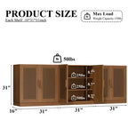 3-Set Rattan Door Sideboard Buffet Storage Cabinets with Adjustable Shelves - 93Lx31H