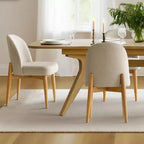 7-Piece Dining Table Set, 78-96 Extendable Trestle Base Table with Upholstered Chairs Featuring Solid Wood Legs-Panipeachy