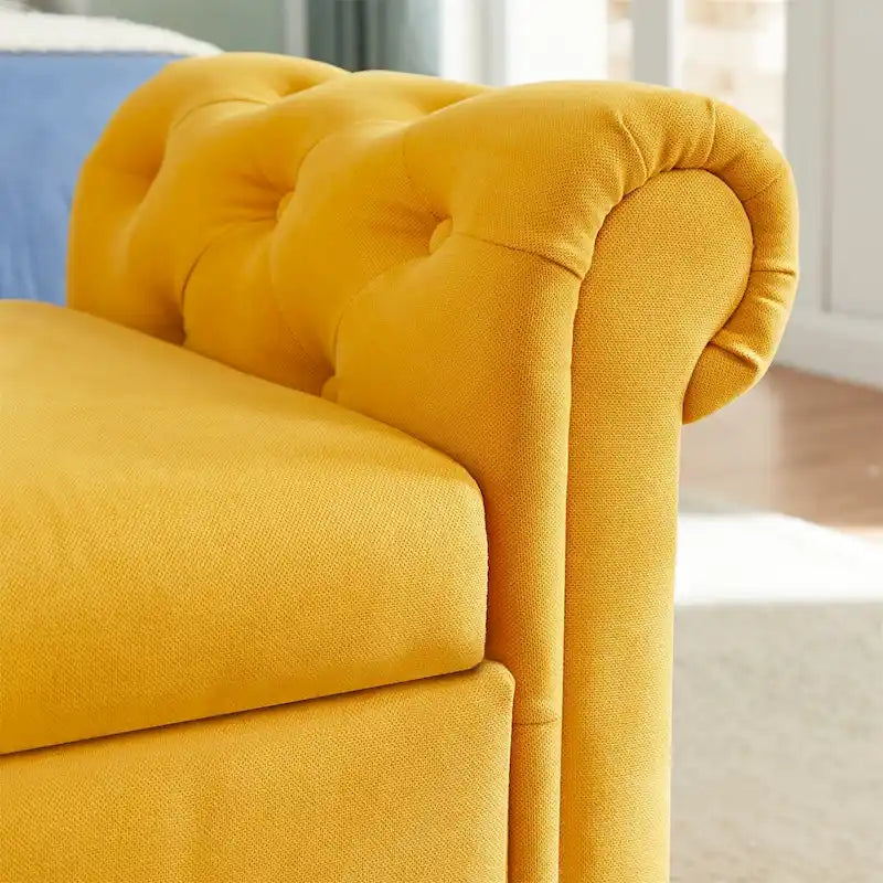 Storage Bench for Bedroom End of Bed Rolled Armed Velvet Ottoman Couch Long Bench