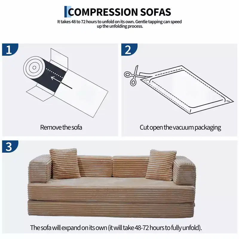 80.7 5-in-1 Convertible Sleeper Sofa Bed – Corduroy, 1200 lbs, No Assembly