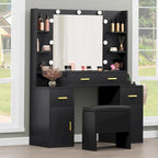 Vanity with Built-In Outlets and Lighted Mirror, 55.1H x 43.3L x 15.74W