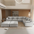 Large Linen Corner Sectional Sofa Couch for Living Room Set