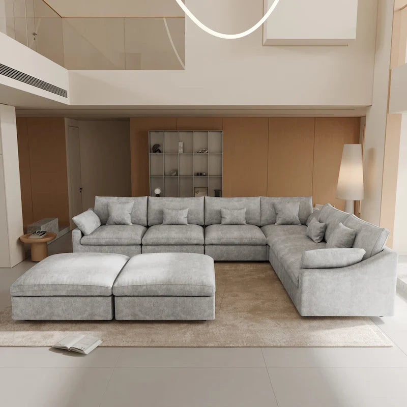 Large Linen Corner Sectional Sofa Couch for Living Room Set