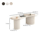 Minimalist Standard White Oval Coffee Table with 2 Drawers
