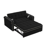 Canapé-lit convertible en velours 55'' 2 places avec lit gigogne, dossier inclinable, poches latérales et support de téléphone