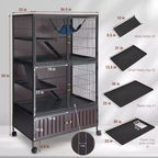 Small Animal Cage, Ferret Cage - 59'' 5-Tier Habitat with Storage Cabinet, Includes Hammock/Wheels/Removable Ramps/Easy-Clean Trays