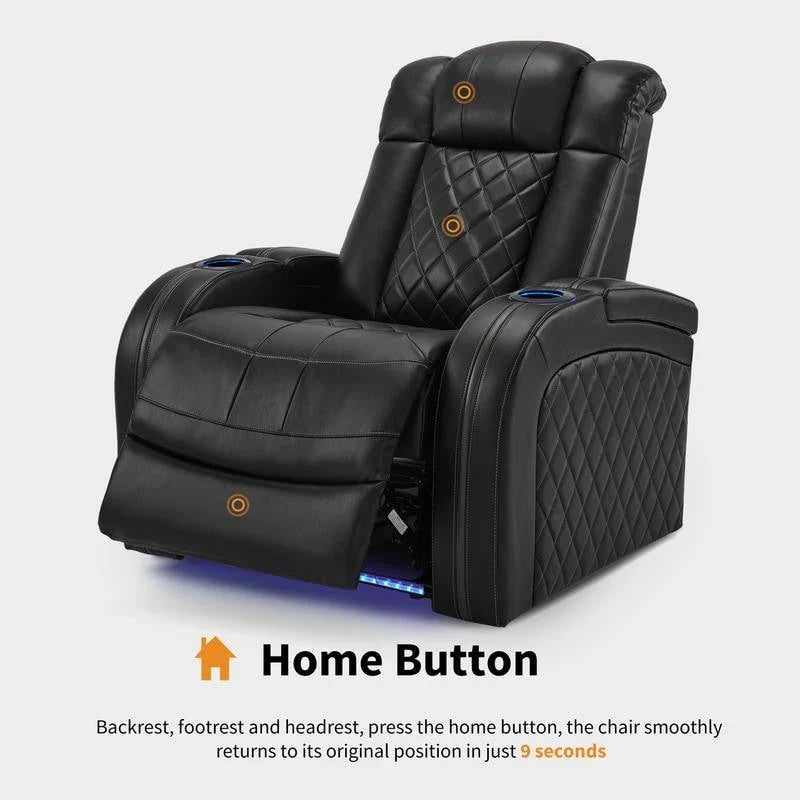 MCombo Power Recliner Chair with Adjustable Headrest, Dual Motor Home Theater Seating with USB Port, Breathable Leather HTS411