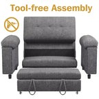 Dyonery 3-in-1 Convertible Sofa Bed, Pull Out Sleeper Sofa with Adjustable Backrest