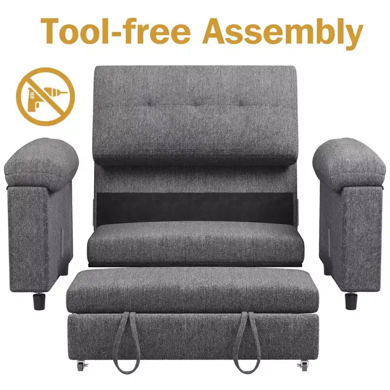 Dyonery 3-in-1 Convertible Sofa Bed, Pull Out Sleeper Sofa with Adjustable Backrest