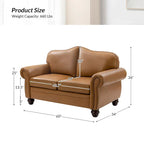 Transitional Genuine Leather Sofa With Tufted Back