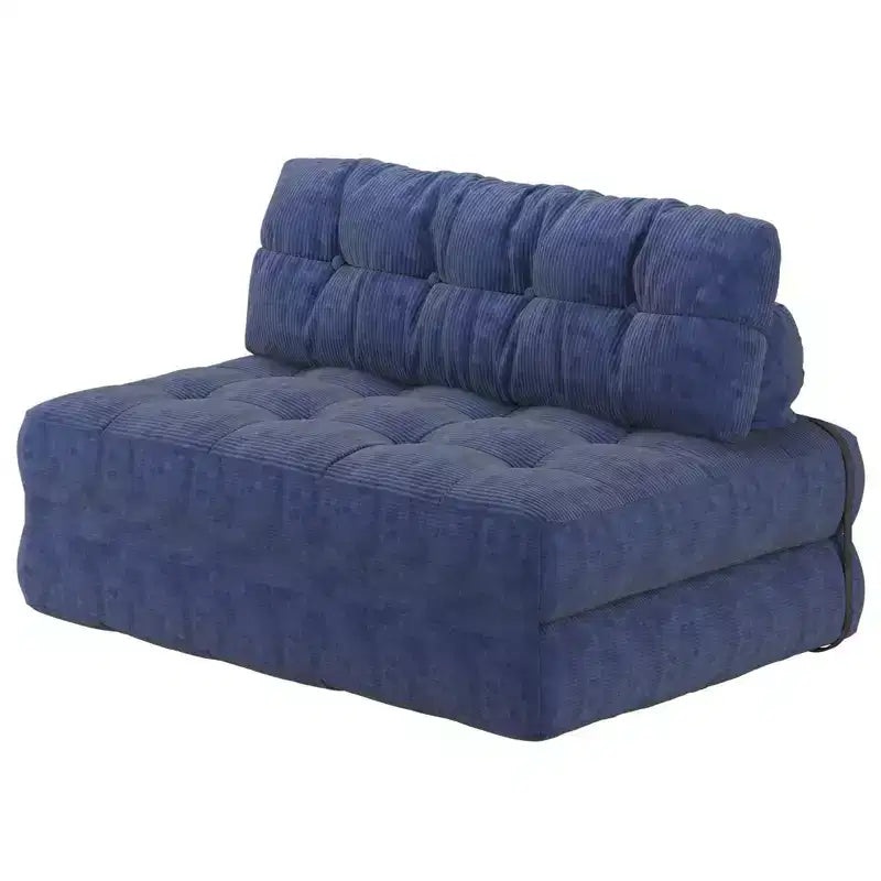 Full Corduroy Folding Sofa Bed Futon, Floor Convertible Sleeper Chair with Pillow & Back Support