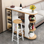 Table de bar contemporaine en pierre à plateau libre avec rangement pour bars à domicile