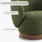 Spruce&Spring Upholstered Swivel Accent Barrel Chair with Wood Base