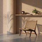 Rustic Teak Lounge Chair with Woven - Outdoor