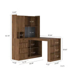46-Inch L-Shaped Corner Desk with Bookshelf and Drawers