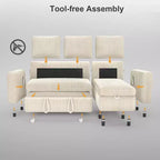 Dyonery 81 Sectional Sleeper Sofa, L-Shaped Pull Out Couch with Reversible Storage Chaise, USB, Reclining Backrest