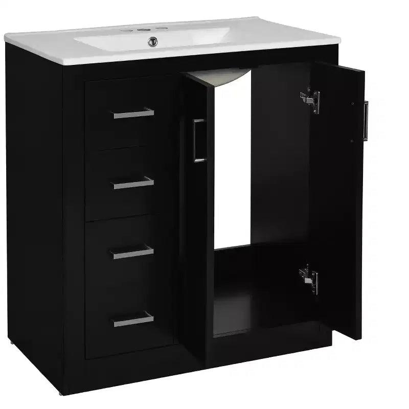 30 Single Sink Bathroom Vanity with Cabinet & 3 Drawers – Black / Blue / Green / Indigo / White