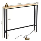 Rust Brown 1pcs Triamine Iron 100*15*79cm Entryway Table with Plugs