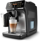 Machine à café expresso haut de gamme, 12 cafés chauds/froids, système LatteGo, broyeur céramique, chrome noir