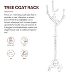 Porte-manteau sur pied en bois d'hévéa à motif de branches d'arbre avec 8 crochets - 24,5 l x 70,87 h