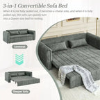 Velvet Upholstered Modern Convertible Sleeper Lounge Sofa Bed with Rolled Arms Decorated with Copper Nails
