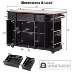 Kitchen Cart with Tempered Glass Doors, Side Racks, Power Outlet, and Drop Leaf