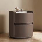 Modern Leather Tray Round 2-Drawer Nightstand