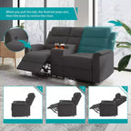 Beige/Gray Tech Fabric Reclining Loveseat Sofa, 2-Seat, Adjustable Backrest & Footrest