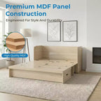 Mjkone Queen Size Convertible Murphy Cabinet Bed with USB Charging, Storage Drawers,No Mattress Included