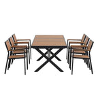 7-Piece Outdoor Extendable Dining Set with Extendable Table and 6 Armrest Chair