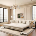 Whisen Velvet 3-in-1 King Size Pull-Out Sofa Bed & Convertible Sleeper Sofa with Movable Ottoman, Tufted Design