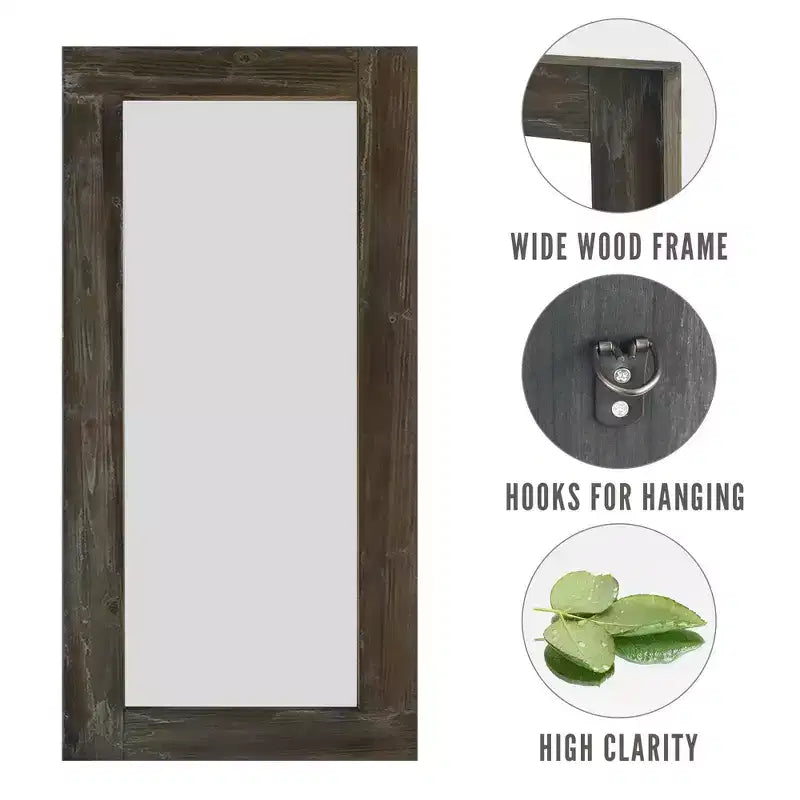 71x31 inch Solid Wood Right Angled Rectangular Used Brown Full-length Mirror (without Bracket)