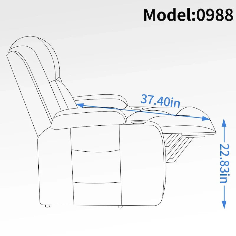 Power Lift Recliner Chair, Modern Single Motor Massage Sofa Chair with Lumbar Heating, USB Charging Port, Cup Holders