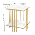 Table d'appoint à plateau en marbre 2 niveaux Carré Tables de bout d'appoint